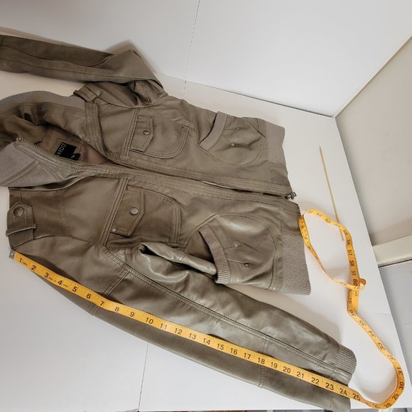 Bernardo Woman's Vegan Leather Motor Cycle/Bomber Style Jacket, Dark Tan, Size M - Picture 10 of 15